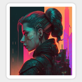 Cyberpunk futuristic woman cyborg Sticker